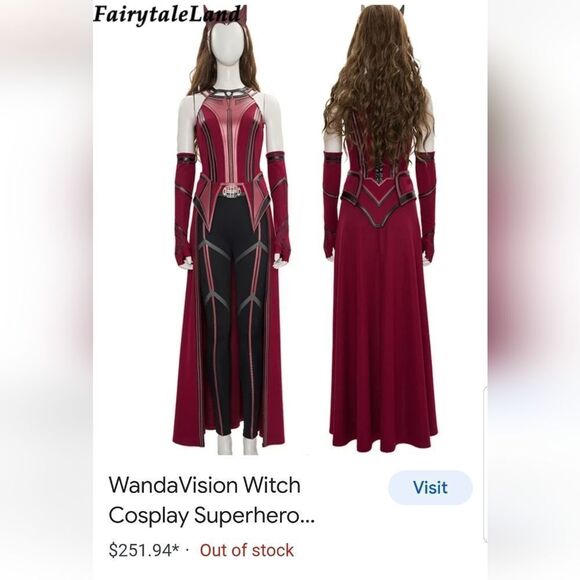 lolitainside Other - Wanda Vision Wanda Django Maximoff Scarlet Witch Battle Suit Halloween  2 pc
